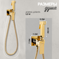 Смеситель встраиваемый с гигиеническим душем Hansberge CUBITO H3077GO Золото